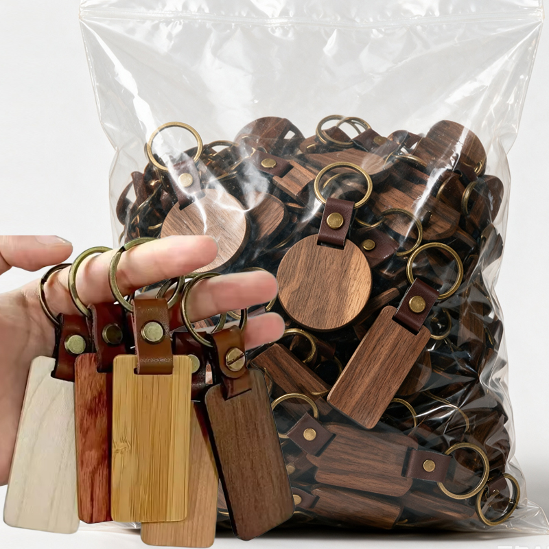 Wood Ring Blank - Wooden Keychain Blank Engravable Bag Ornaments