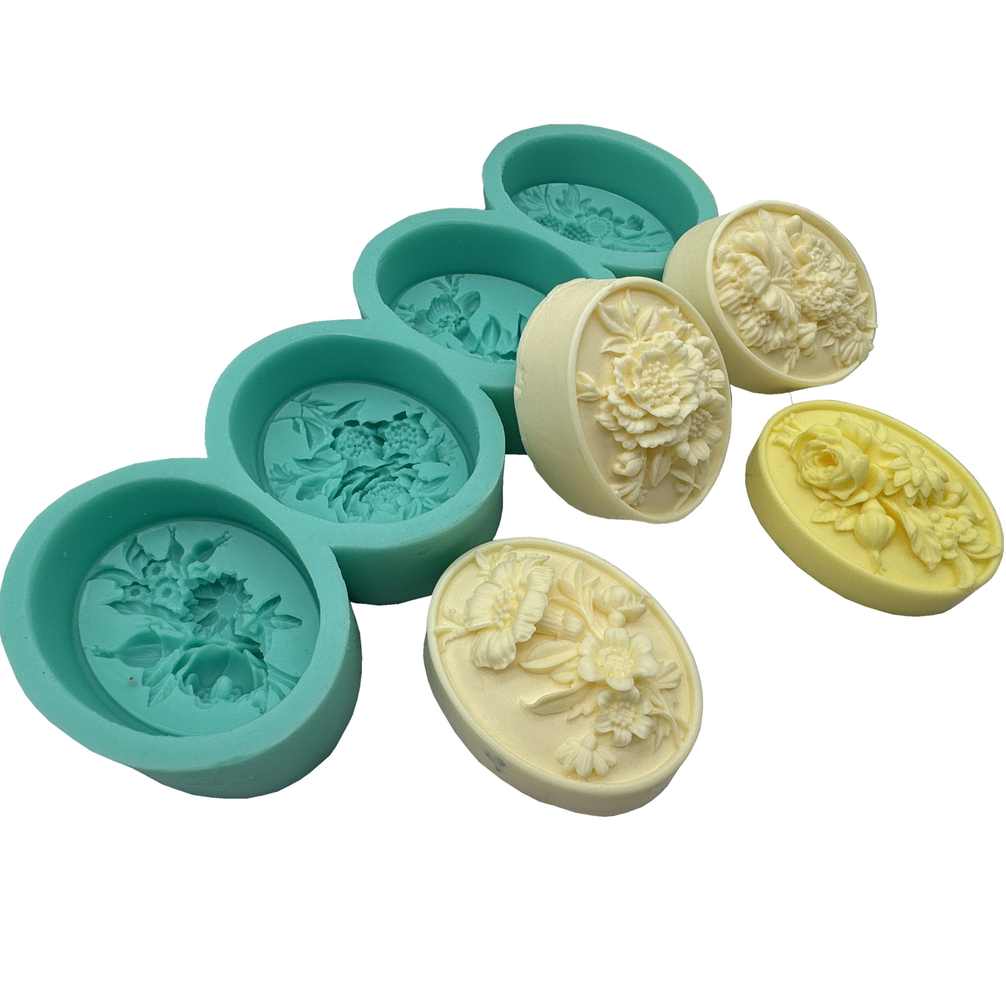 Resin Craft Ideas - 4Cavity Oval Flower 3D Soap Mold