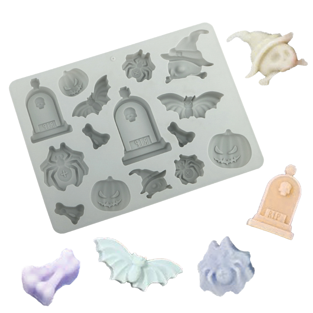 Silicone Mold Tray - Halloween Element Tombstone Spider Pumpkin Bat