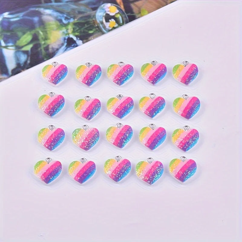 10Pcs Colorful Heart Resin Cha - Resin Crafts Diy ulasan dan harga