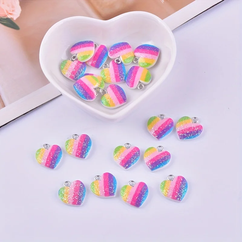 10Pcs Colorful Heart Resin Cha - Resin Crafts Diy ulasan dan harga