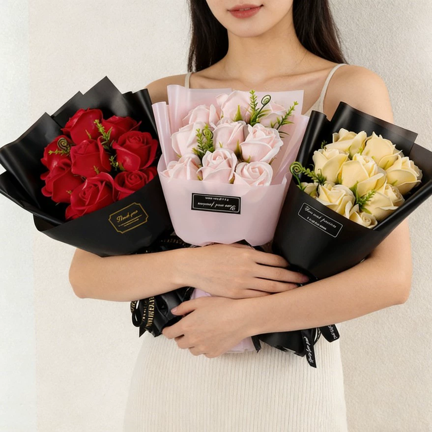 9 Heads Soap Flower Rose Bouqu - Dried Flower Bulk ulasan dan harga