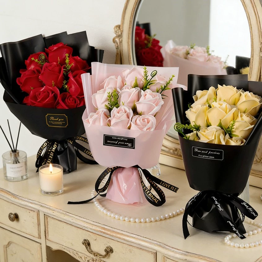 9 Heads Soap Flower Rose Bouqu - Dried Flower Bulk ulasan dan harga