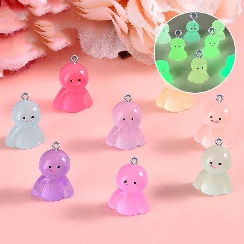 10Pcs Glow In Dark Cartoon Dol - Resin Crafts Diy ulasan dan harga