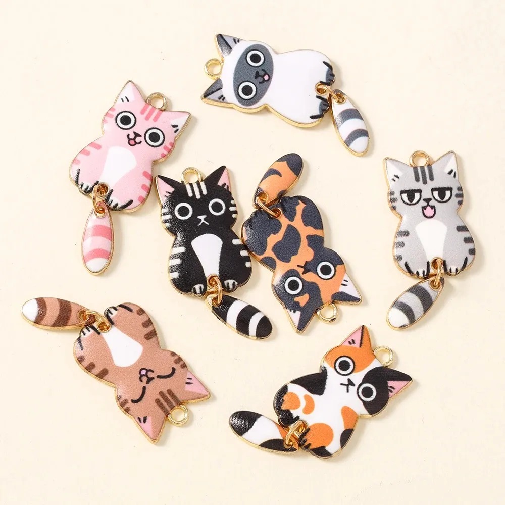 10Pcs 16×39mm Cute Cartoon Cat - Resin Crafts Diy ulasan dan harga
