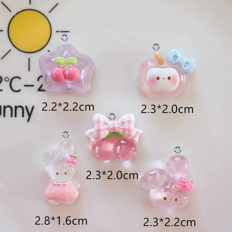 10Pcs Cute Cherry Rabbit Resin - Resin Crafts Diy ulasan dan harga