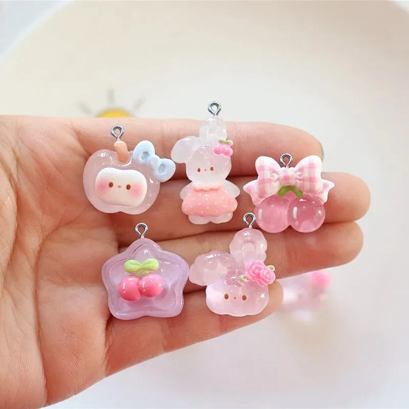 10Pcs Cute Cherry Rabbit Resin - Resin Crafts Diy ulasan dan harga