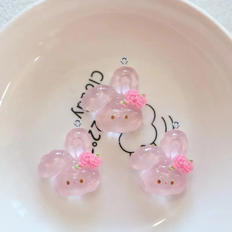 10Pcs Cute Cherry Rabbit Resin - Resin Crafts Diy ulasan dan harga