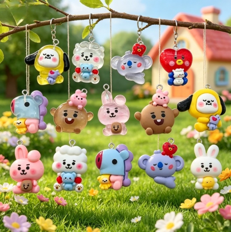 7pcs BT21 Resin Cartoon Charm  - Crafting Resin ulasan dan harga