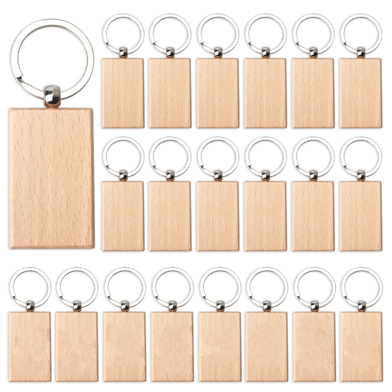 10-100Pcs Blank Wooden Keychai - Wood Ring Blank ulasan dan harga