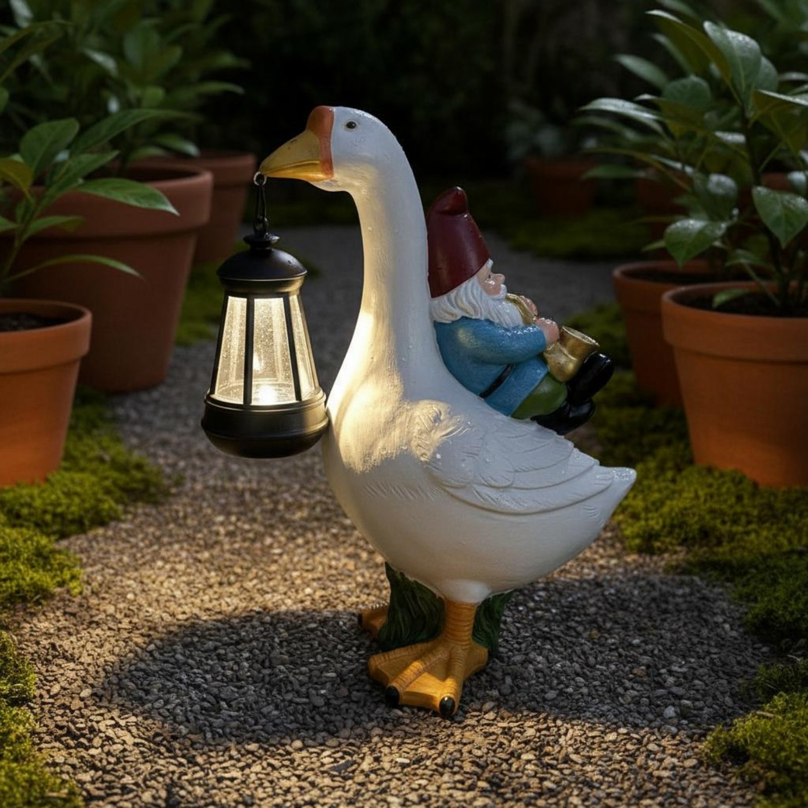 Gnome Riding Goose Statue Weat - Crafting Resin ulasan dan harga