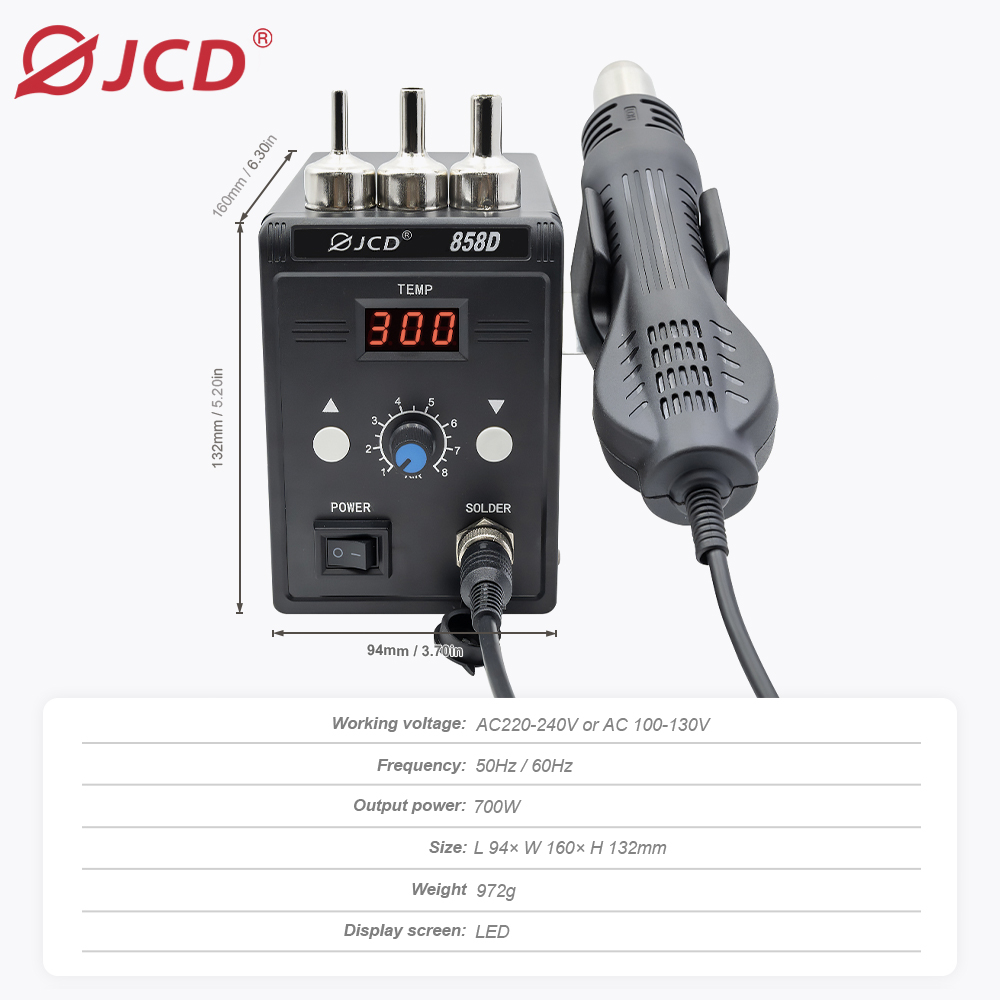 JCD Hot Air Gun 858D 700W BGA  - Heat Gun Small ulasan dan harga